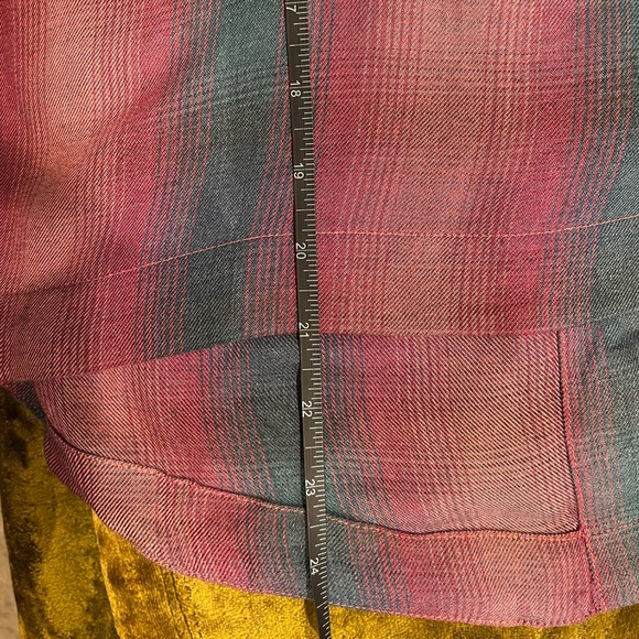 Anthropologie Cloth & Stone SZ M Red and Blue Plaid Lace Up Back Top! - Picture 11 of 12